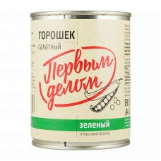 Горошек салатный зеленый консервы Первым делом 360 гр (180 гр сухой вес) - Дикси