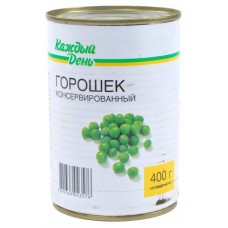 Горошек зеленый салатный консервы Каждый день 400 гр (200 гр сухой вес) - Ашан