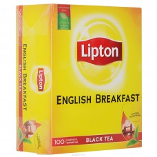 Чай черный байховый Lipton English Breakfast tea 100 пакетиков 200 гр - Красное-Белое