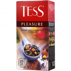 Чай черный байховый с шиповником и яблоком TESS Pleasure 25 пакетиков 37,5 гр - Пятерочка