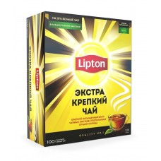Чай черный экстра крепкий Lipton 100 пакетиков 220 гр - ОКЕЙ