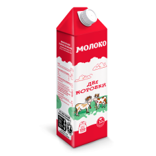 Молоко питьевое ультра пастеризованное 3,2% Две коровки 974 мл (1000 гр) - ОКЕЙ